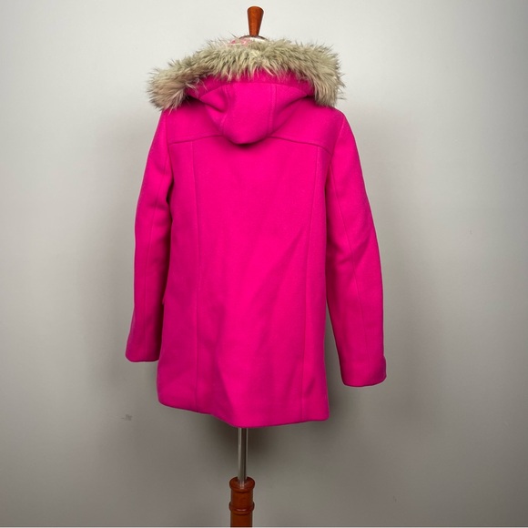 NWT Talbots Pink‎ Wool Blend Hooded Coat Faux Fur Trim Women’s Size 6 Winter - Picture 5 of 10